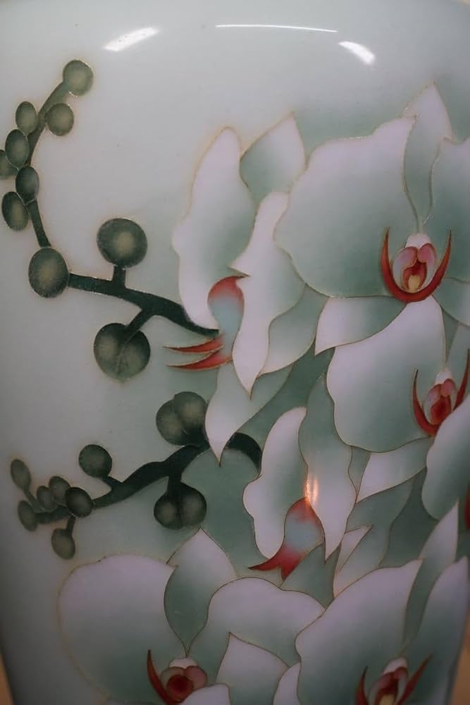 Amazon.co.jp: 七寶焼 銀線有線七宝花瓶 共箱 栞 花器 飾壺